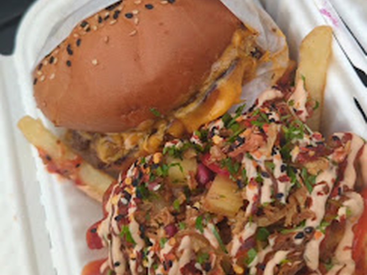 Street food burger close-up